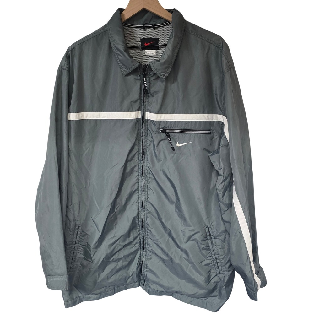 Vintage‎ 90's Nike Men's Windbreaker Full Zip Track Jacket Green Size L